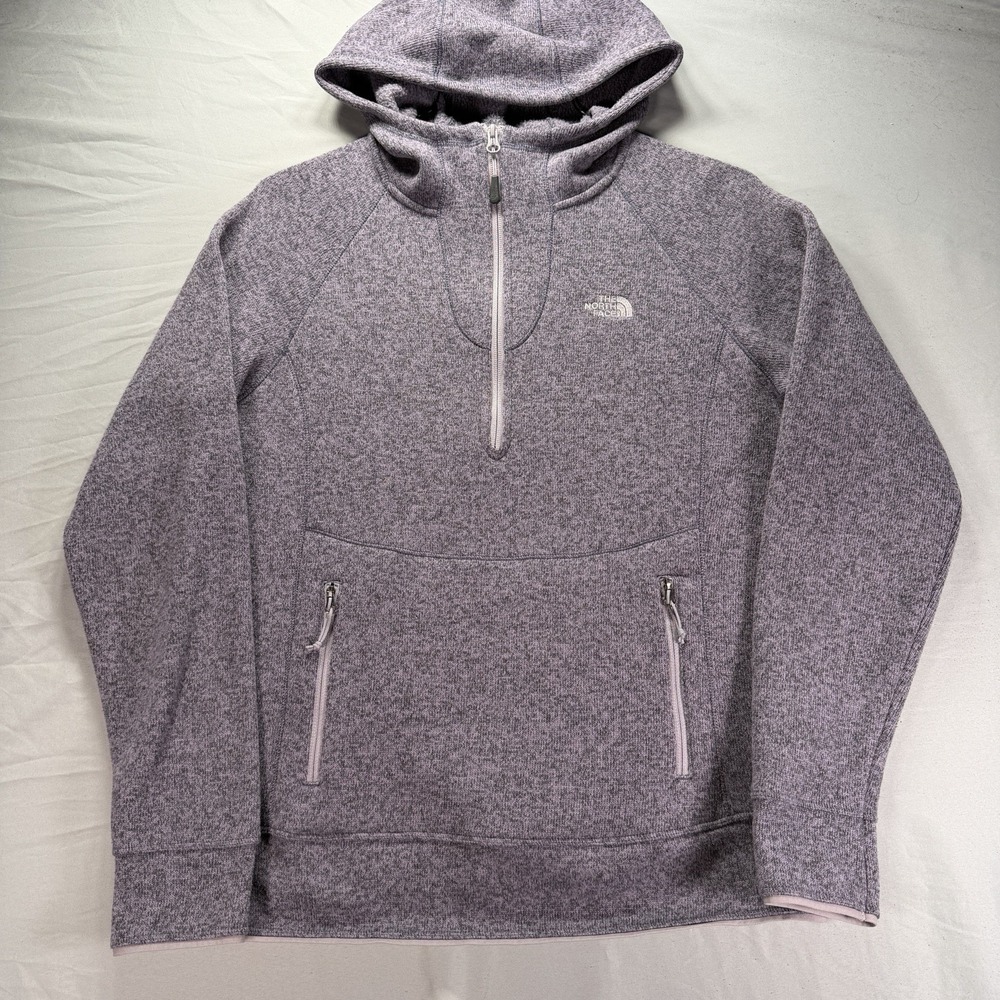 The North Face Crescent Hoodie Women Large Purple Fleece 1/4 Zip Hiking Pullover
